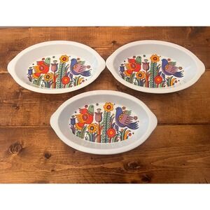 Royal Crown Paradise 3696 Retro Porcelain Casserole Ovenware MCM Lot Oval